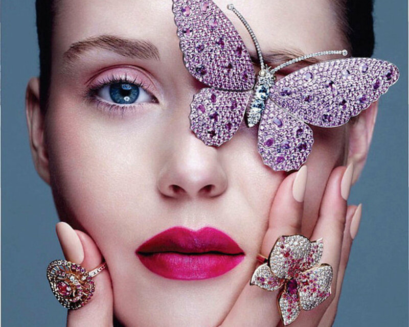 Woman with Jewelry — Pink, Dramatic