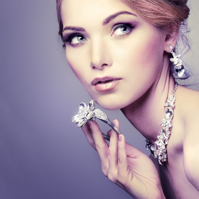 Woman with Jewelry — Purple