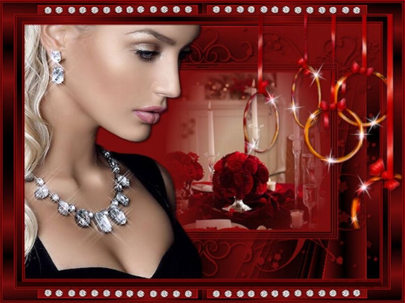 Woman with Jewelry — Red, Romantic