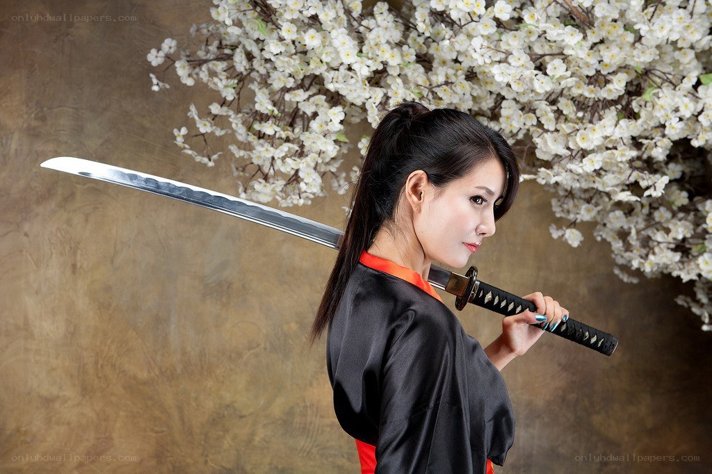 Woman with katana sword