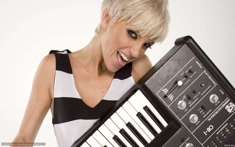 Woman with Keyboard — Black, Playful