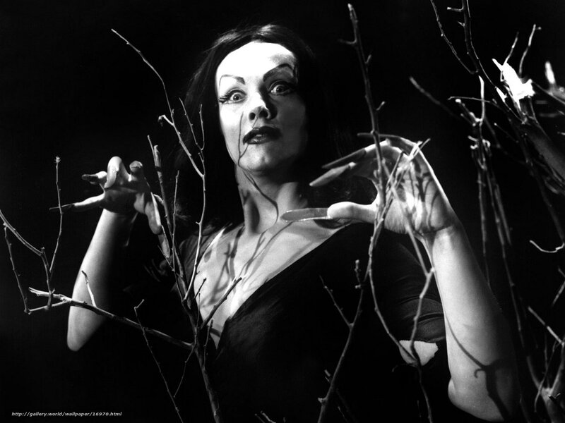 Woman with knife in branches