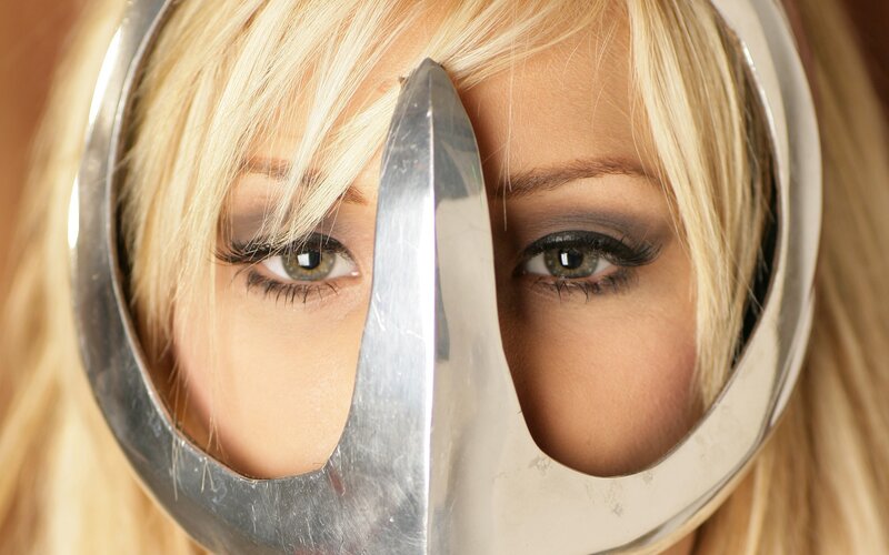 woman with knife in face