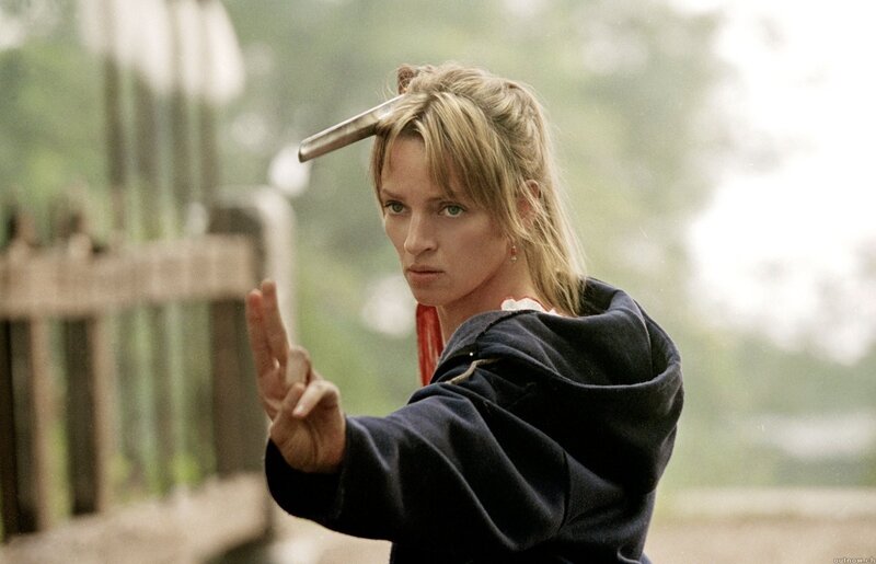 Woman with knife in hair