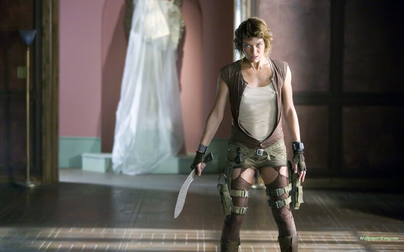 Woman with knife in room