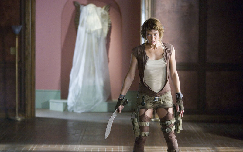 Woman with knife in room
