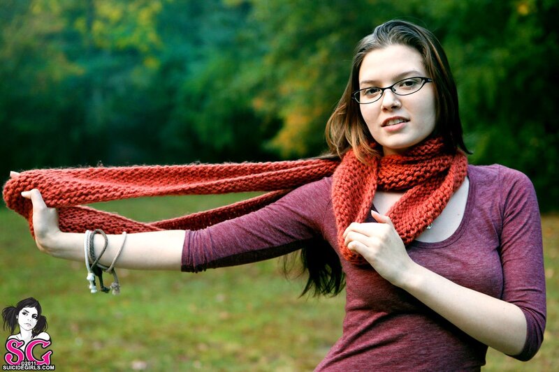 Woman with knitted scarf