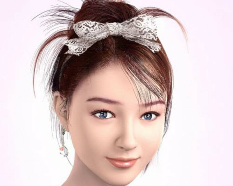 Woman with Lace Bow — White