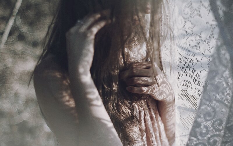 woman with lace fabric