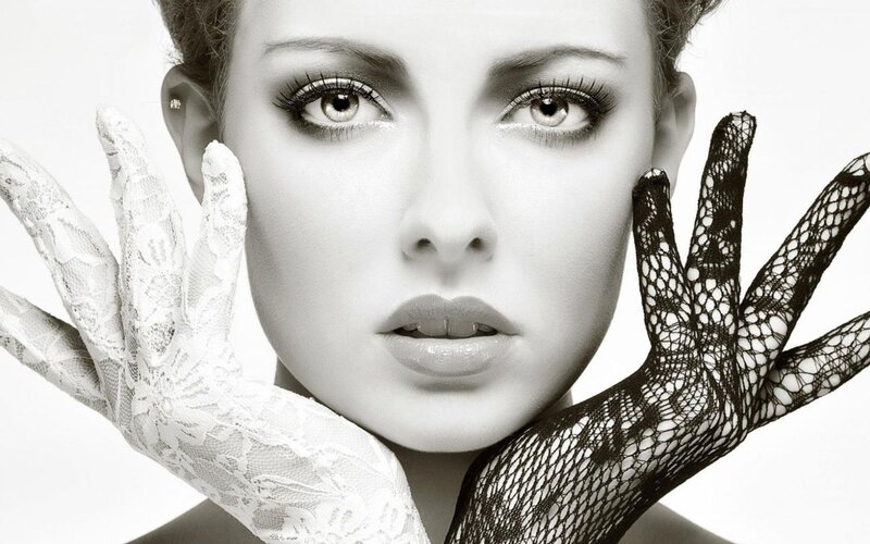 Woman with Lace Gloves — Black, Dramatic