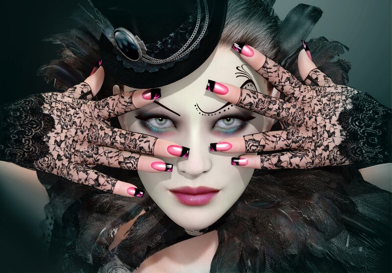 Woman with Lace Gloves