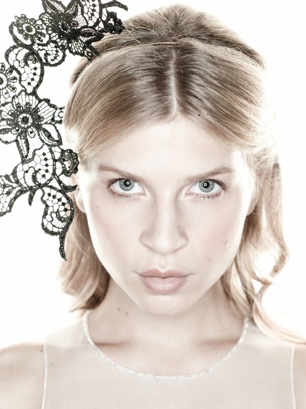 woman with lace headpiece