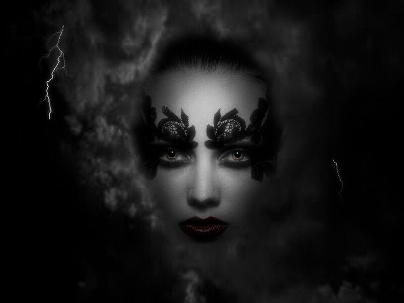 Woman with Lace Makeup — Black