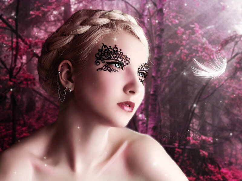 Woman with Lace Makeup — Pink