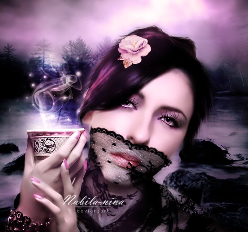 Woman with Lace Mask — Purple