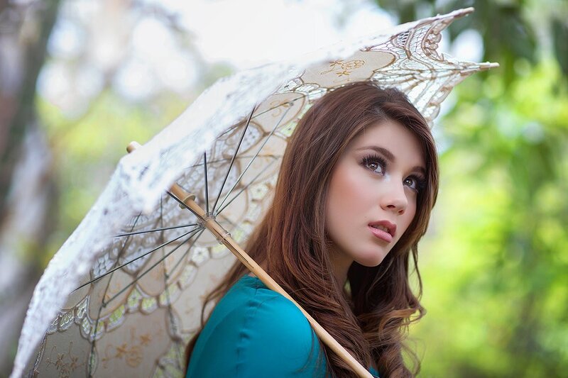 woman with lace parasol
