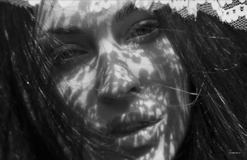 woman with lace shadow