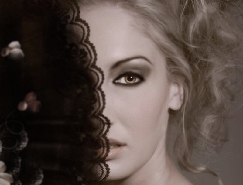 Woman with Lace Veil — Black, Dramatic