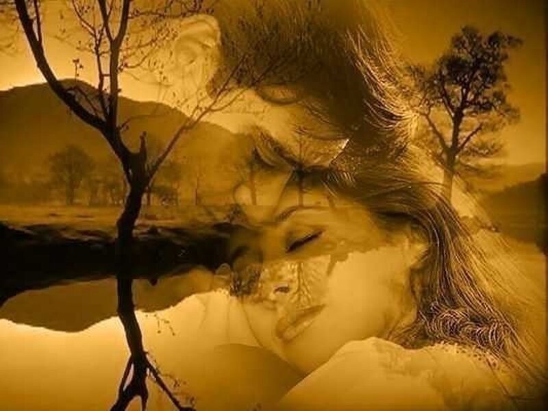 woman with landscape overlay