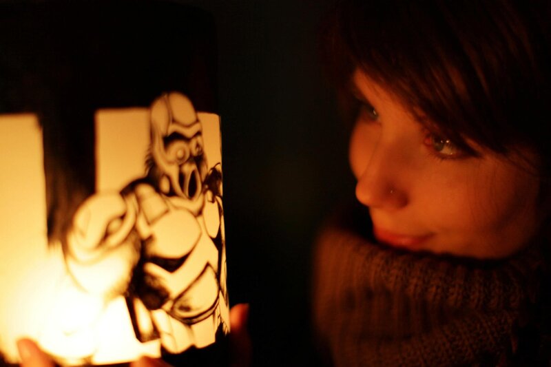 woman with lantern art