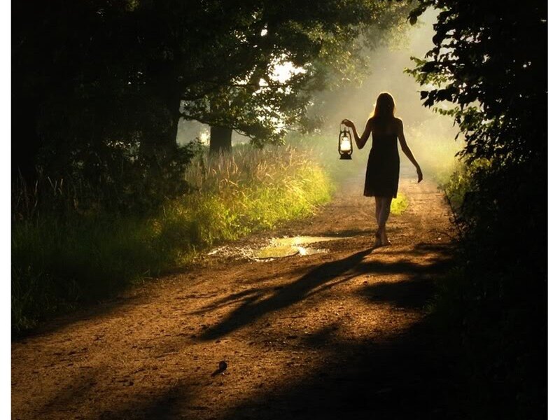 Woman with Lantern — Brown