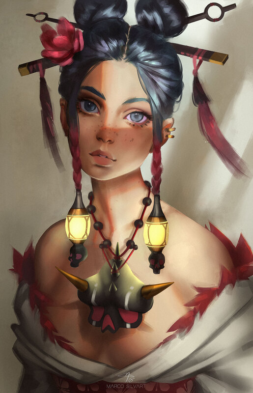 Woman with Lantern Necklace