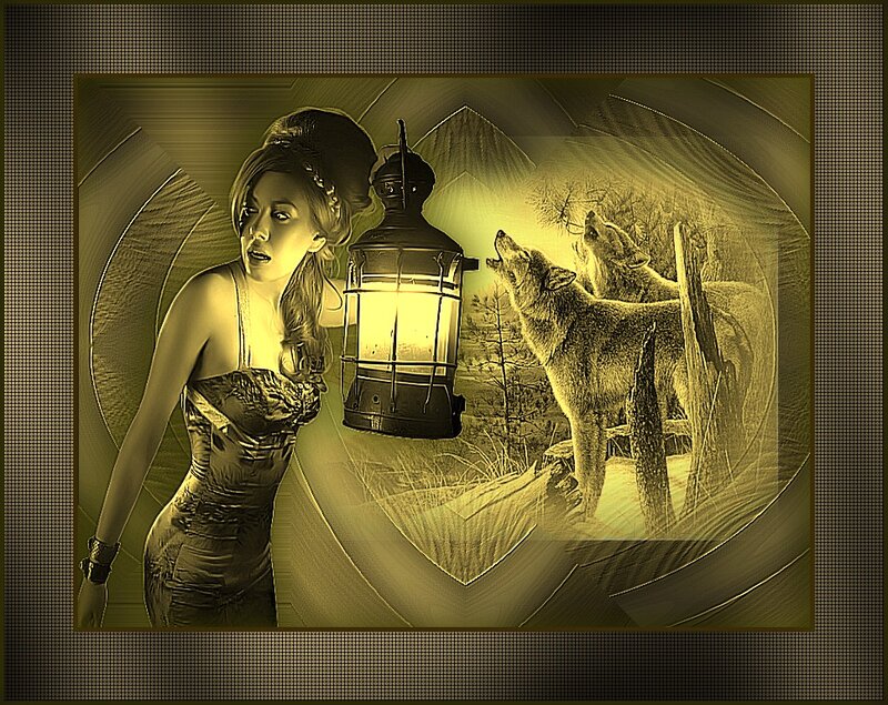 Woman with Lantern — Yellow, Dramatic