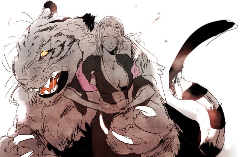 Woman with Large Beast