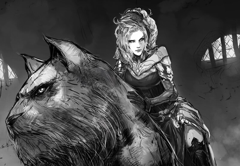 Woman with Large Cat