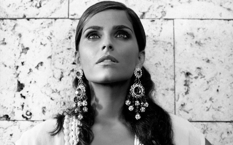 Woman with Large Earrings — Black, Dramatic, Photograph