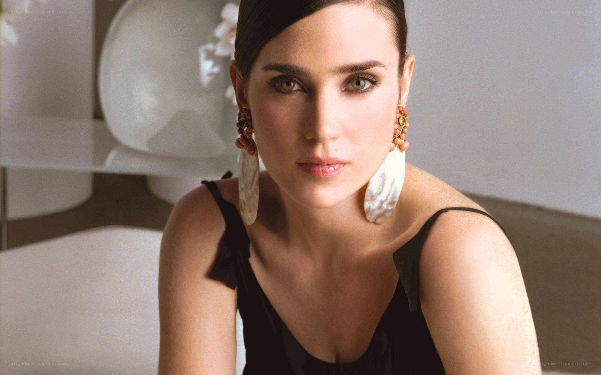 woman with large earrings