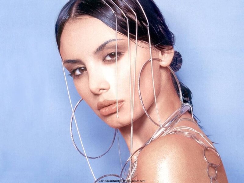 Woman with Large Hoop Earrings — Blue