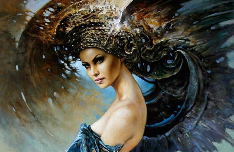 Woman with Large Wings — Blue