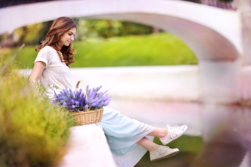 Woman with Lavender Basket