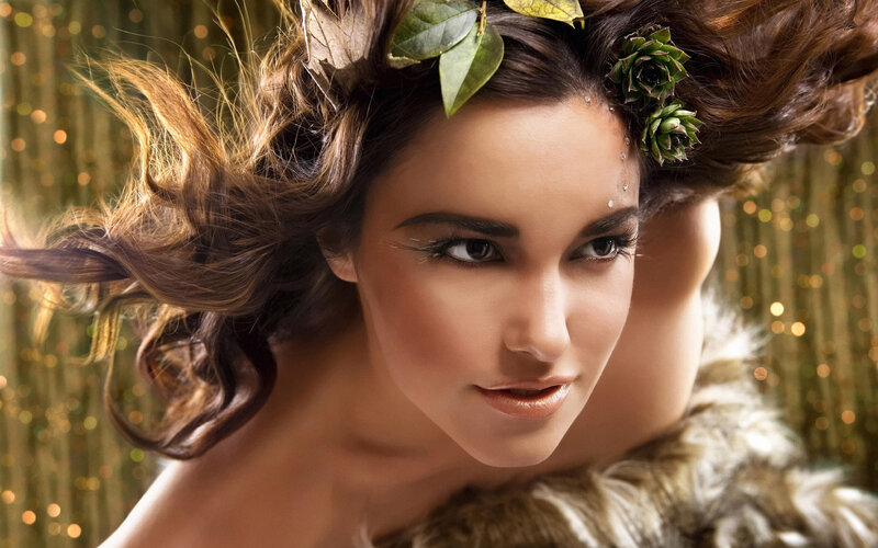 woman with leaf crown