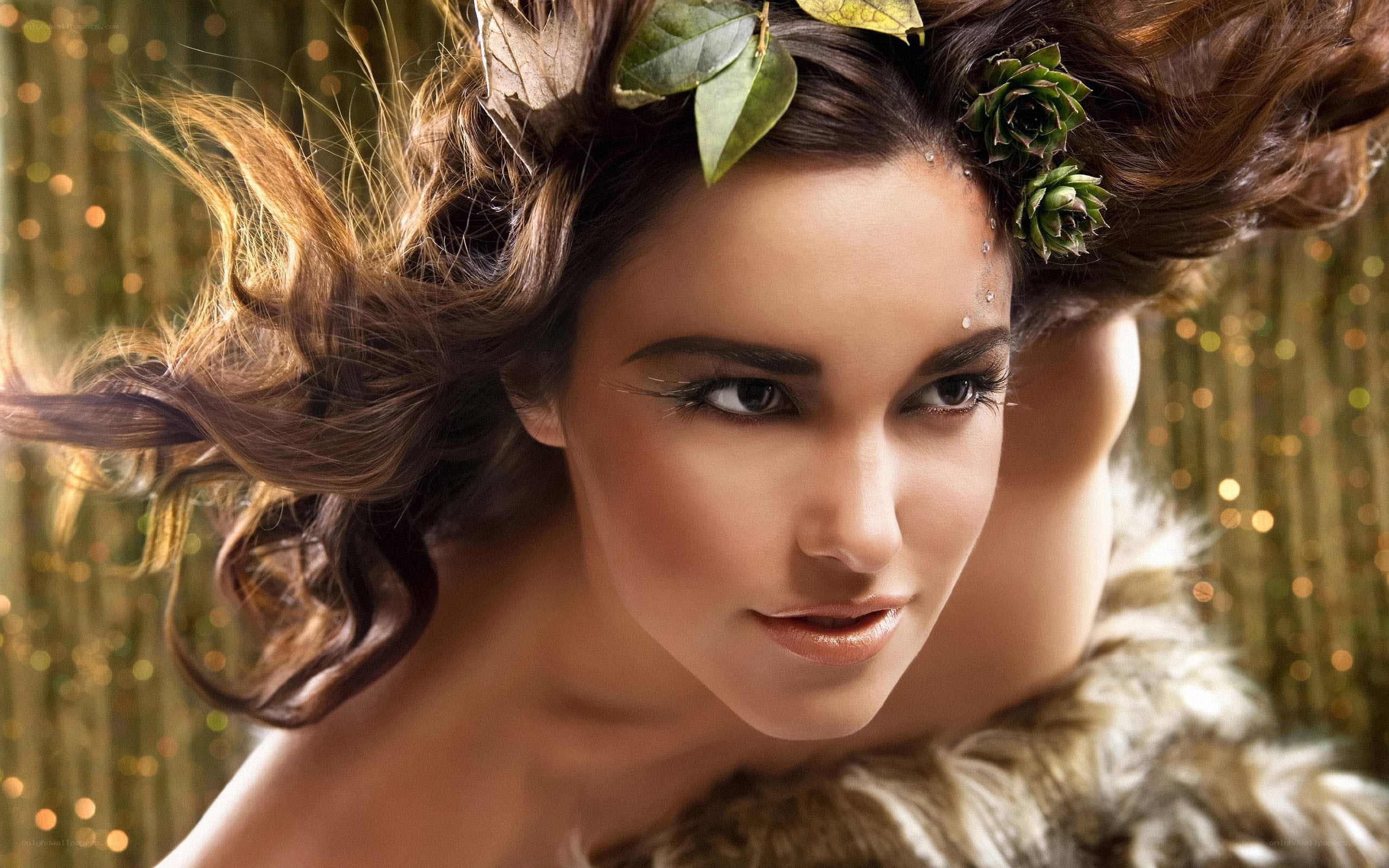 woman with leaf crown