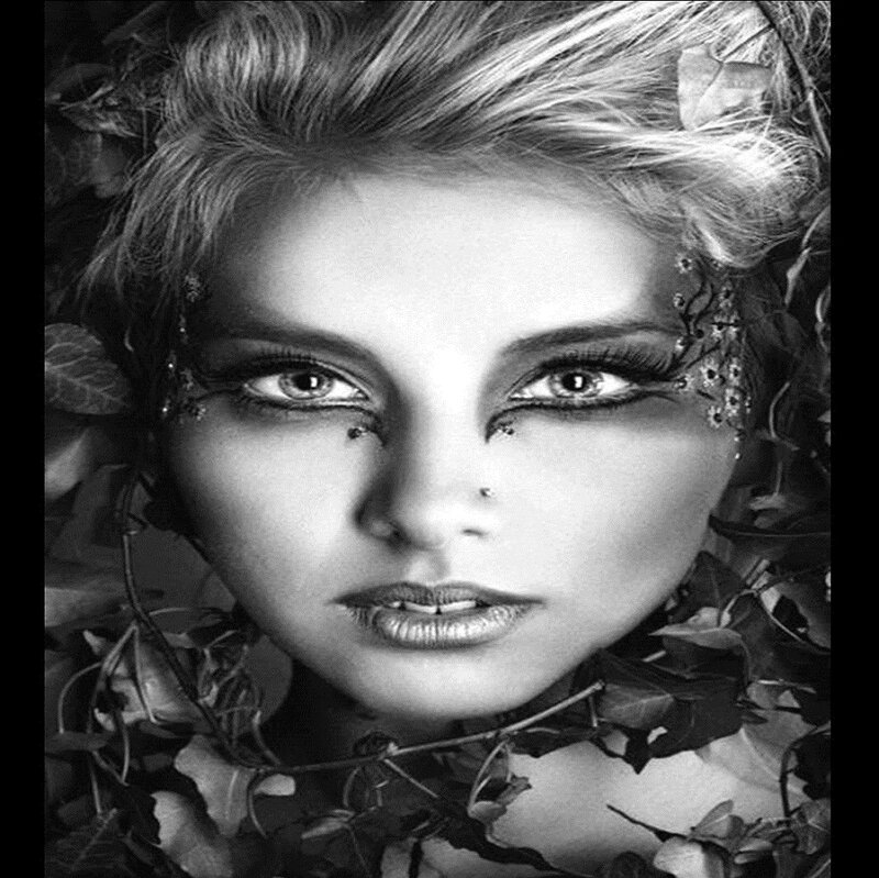 Woman with Leaf Crown — Black, Dramatic