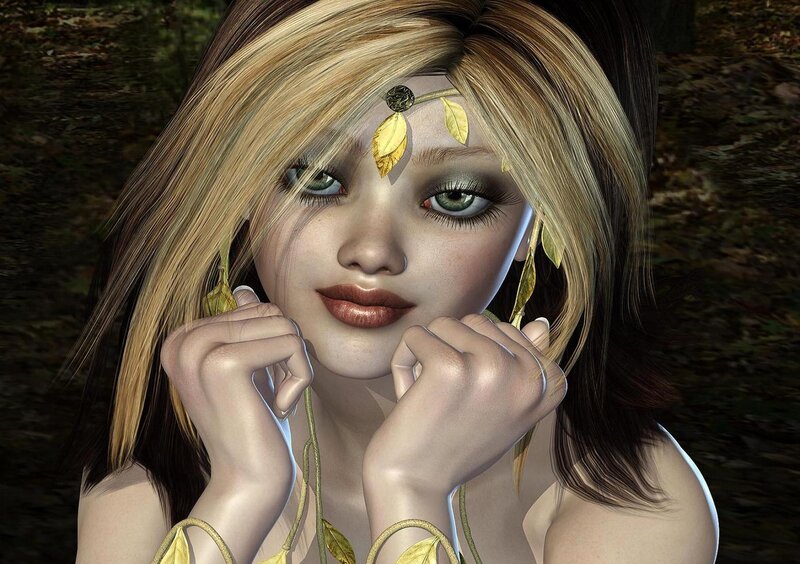 Woman with Leaf Crown — Blonde