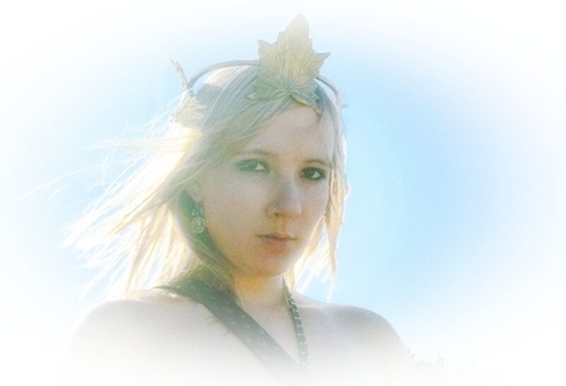 woman with leaf crown in sunlight