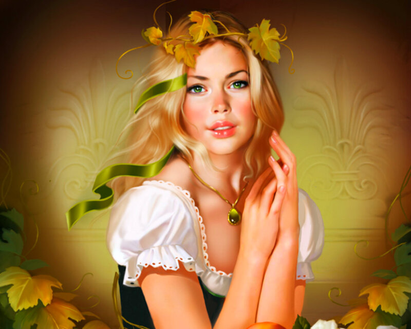 Woman with Leaf Crown — Yellow