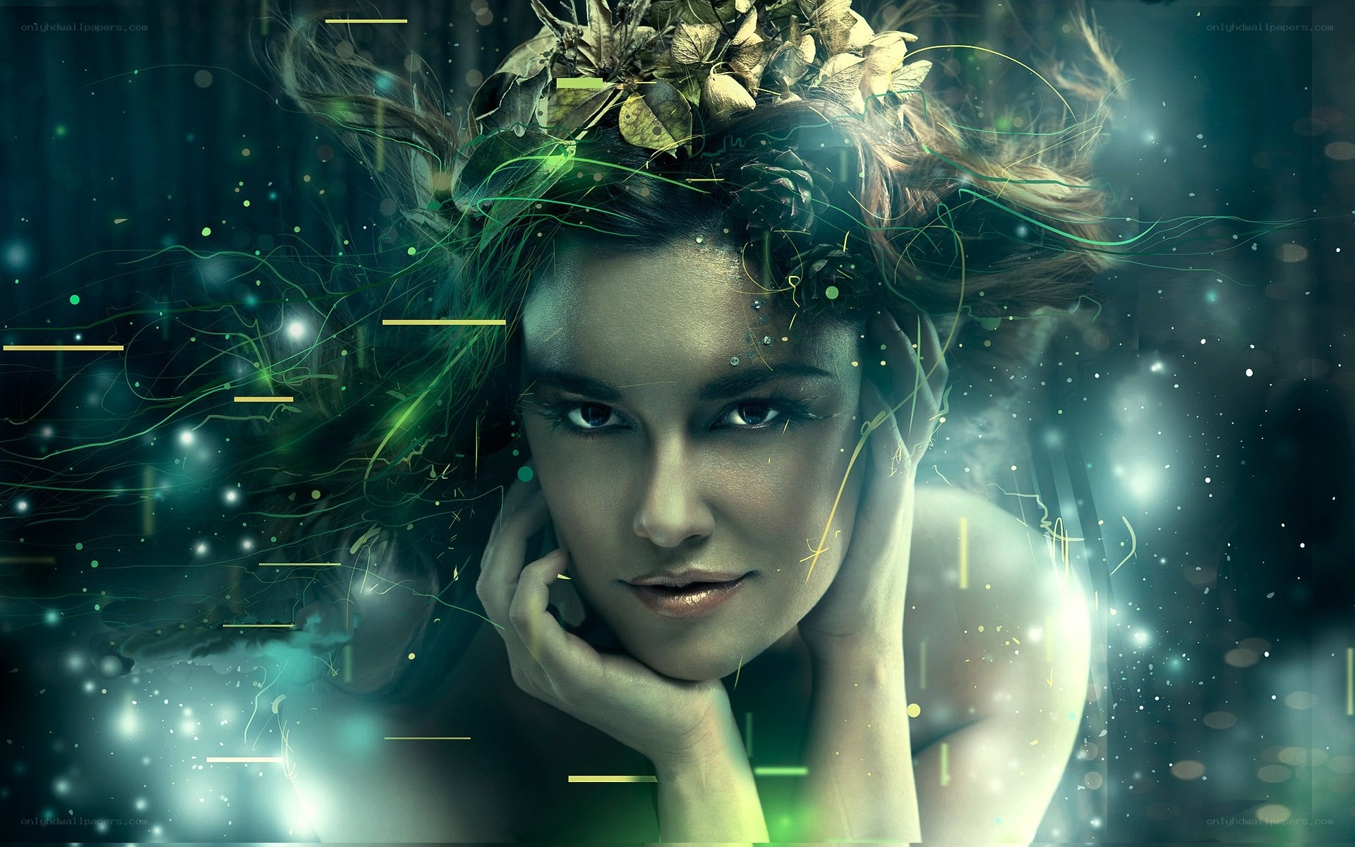 woman with leaf crown