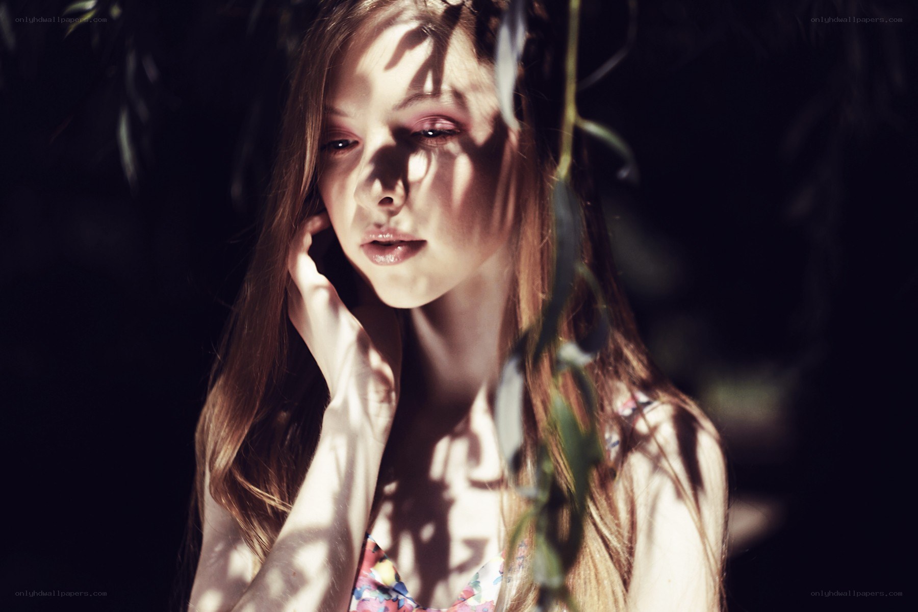 woman with leaf shadows