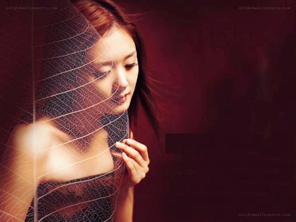 woman with leaf skeleton overlay