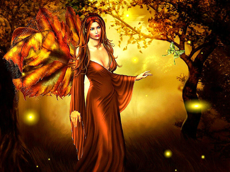 Woman with Leaf Wings — Brown, Magical