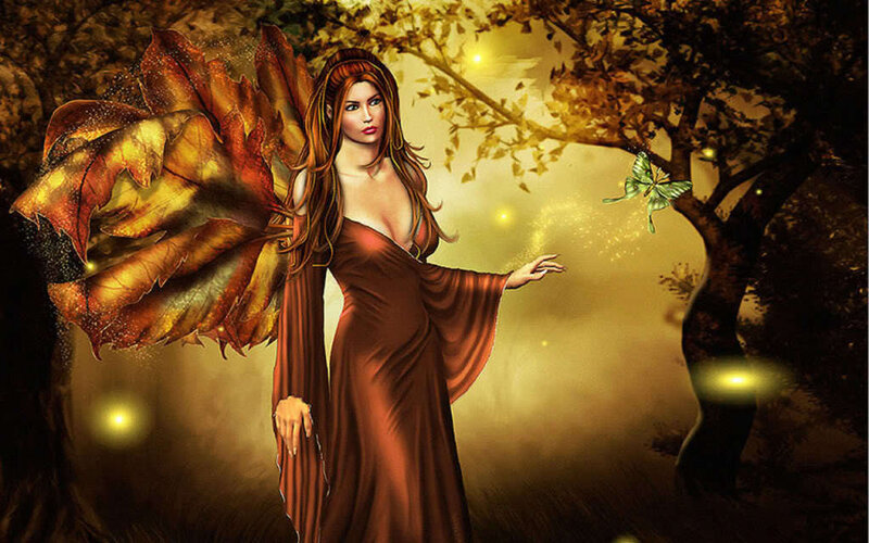 Woman with Leaf Wings — Brown