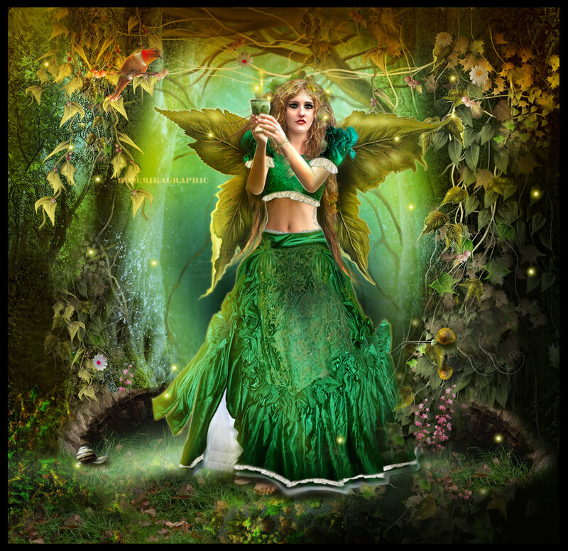 Woman with Leaf Wings — Green, Magical