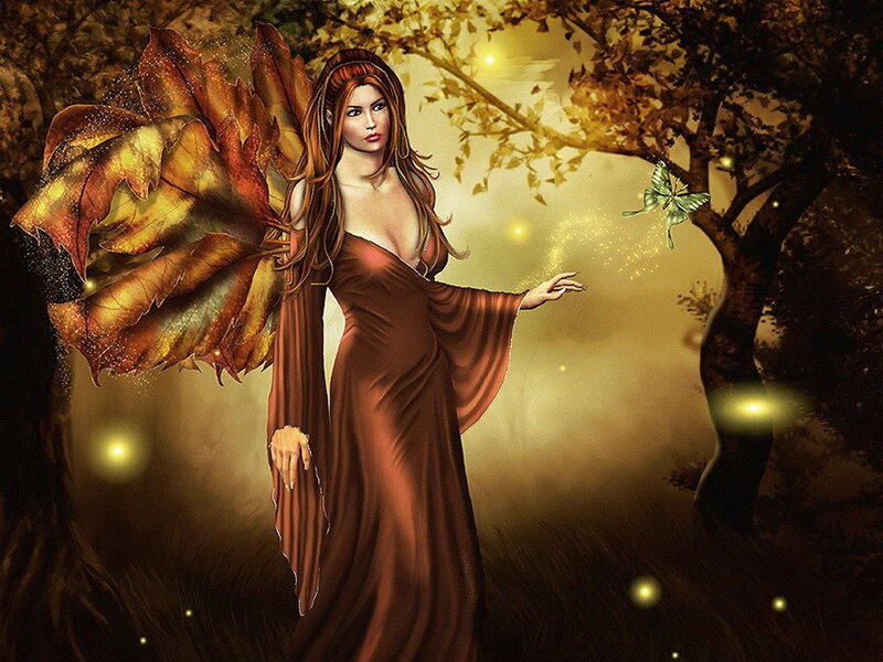 Woman with Leaf Wings