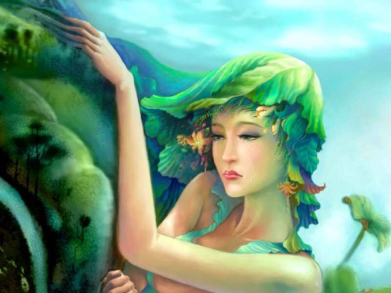 Woman with Leafy Hair — Green