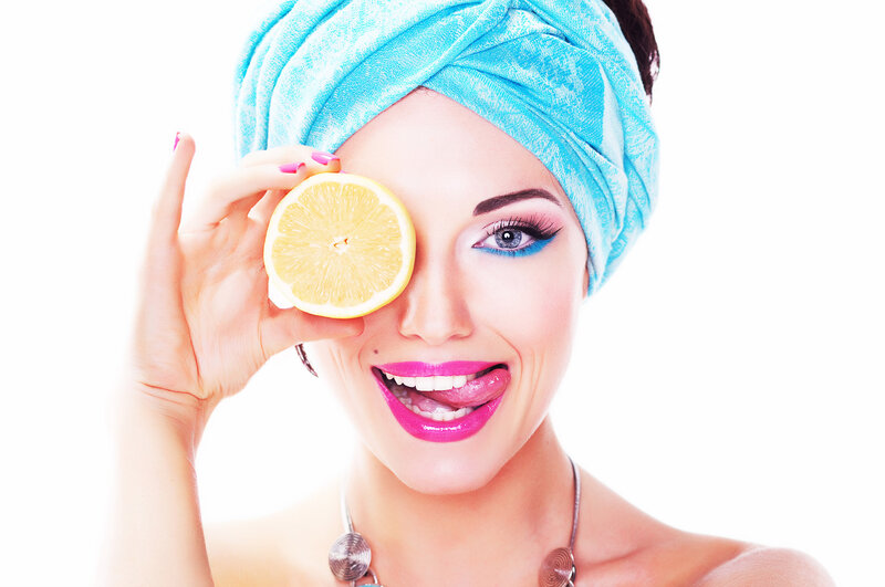 Woman with Lemon Slice — Blue