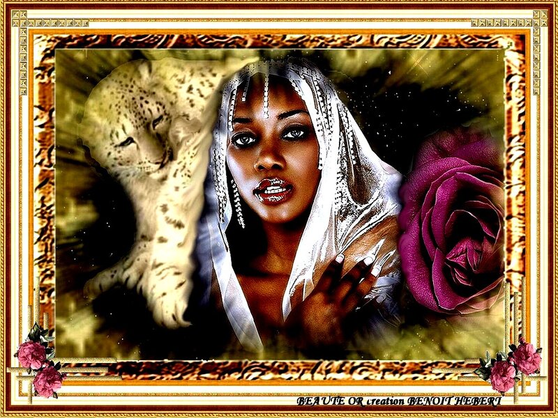 Woman with Leopard and Rose